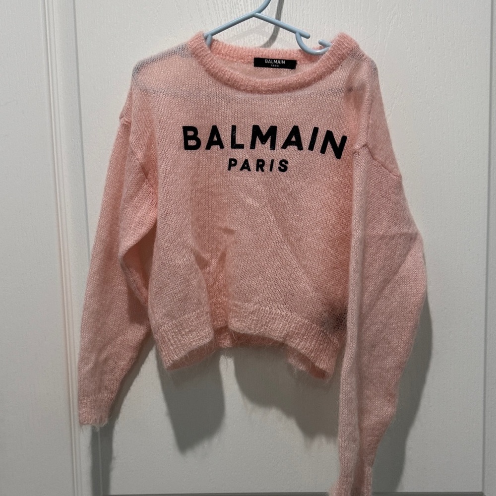 Balmain Soft Pink Crew Neck Sweater